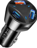 شارژر فندکی ۳ پورت ۵۵ وات فست شارژ QC3 با دو خروجی USB و یک خروجی PD