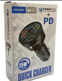 شارژر فندکی ۳ پورت ۵۵ وات فست شارژ QC3 با دو خروجی USB و یک خروجی PD