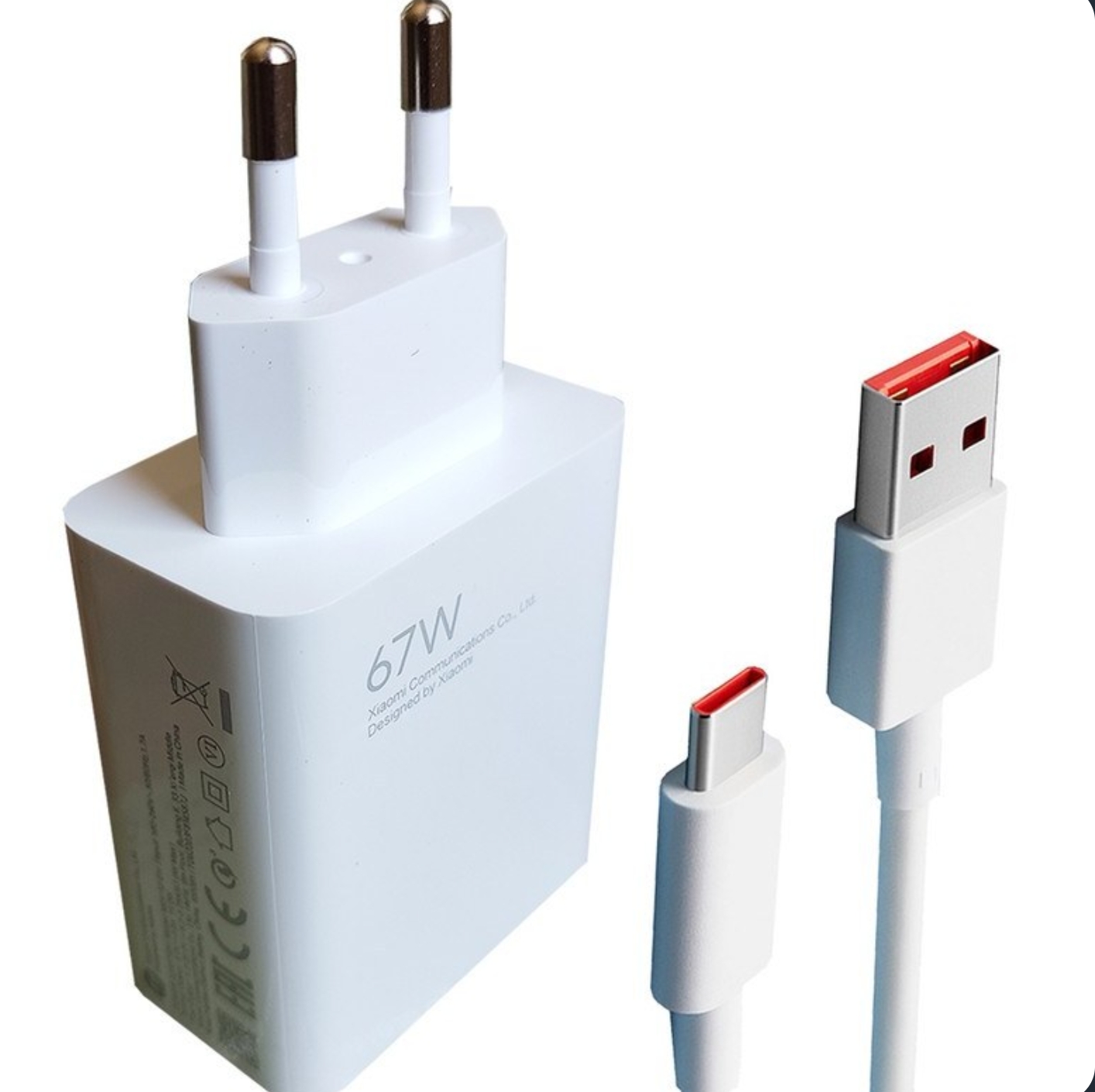 شارژر شیائومی توان 67 وات دو پین همراه کابل Charger Xiaomi 67W Dual Pin with Cable