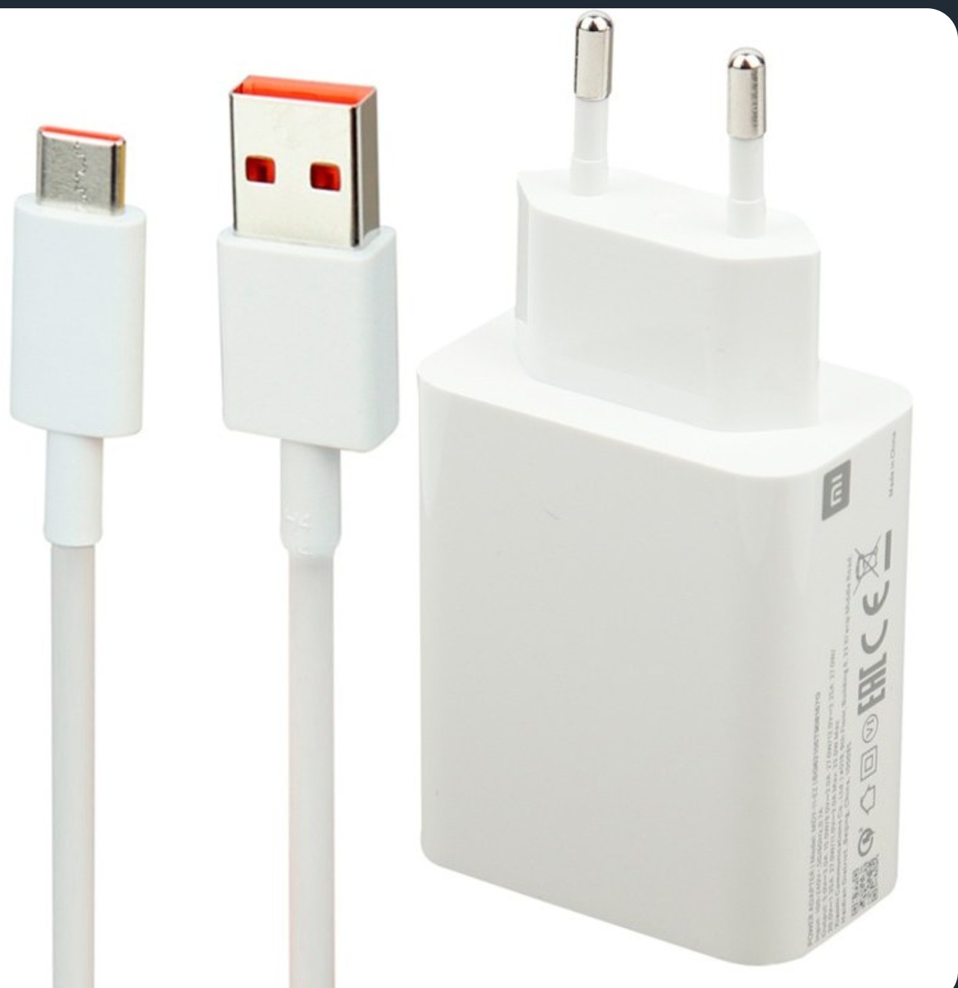 شارژر شیائومی توان 33 وات دو پین همراه کابل Charger Xiaomi 33W Dual Pin with Cable