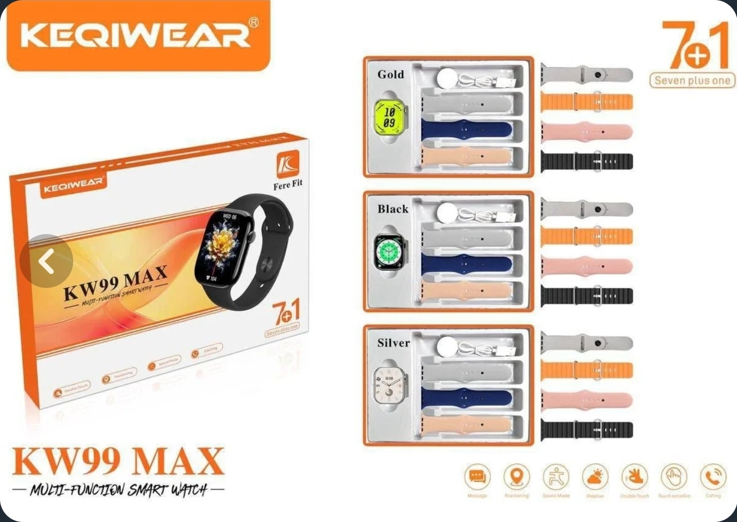 ساعت هوشمند KEQIWEAR KW99 Max با ۷ بند