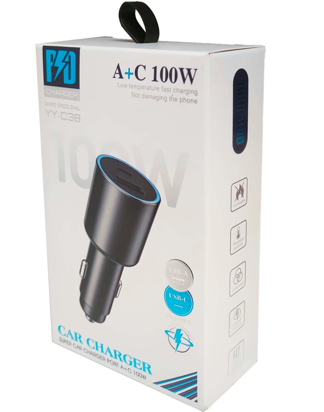 شارژر فندکی فست خودرو برند Orginal توان A+C 100 وات مدل YY-C38